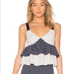 Marjie Top in Dark Navy & Porcelain